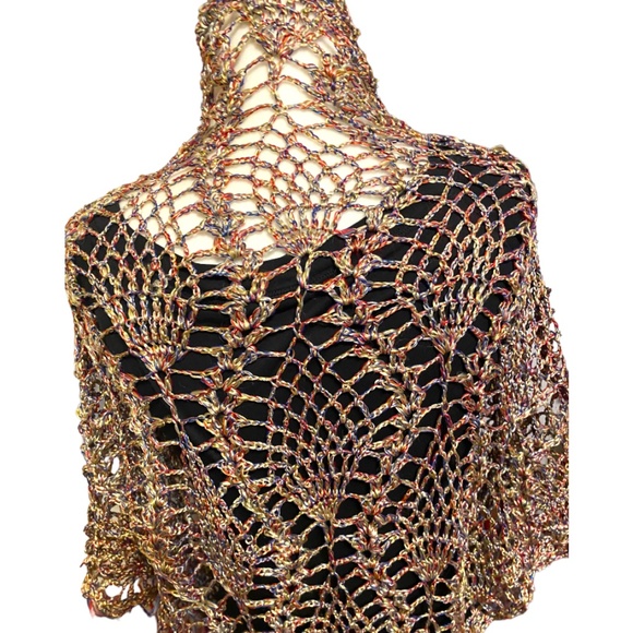 Handmade crochet silky shawl/scarf. Hand knit it Mexico. - Picture 4 of 5